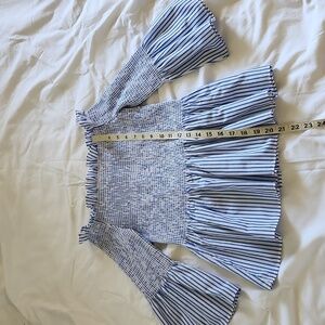 Blue and white stripped off the shoulder Top